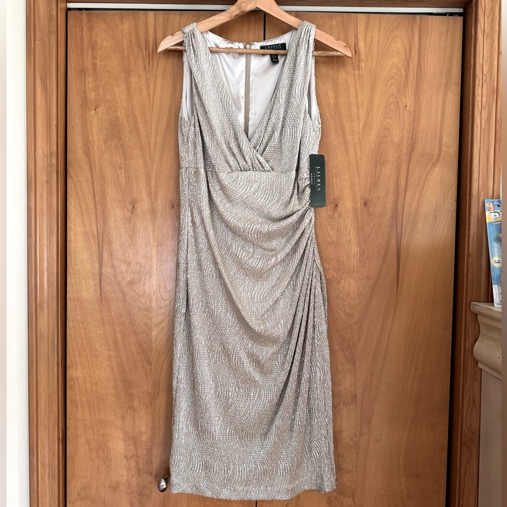 Ralph Lauren size 8 gold cocktail dress, wedding guest, special occasion